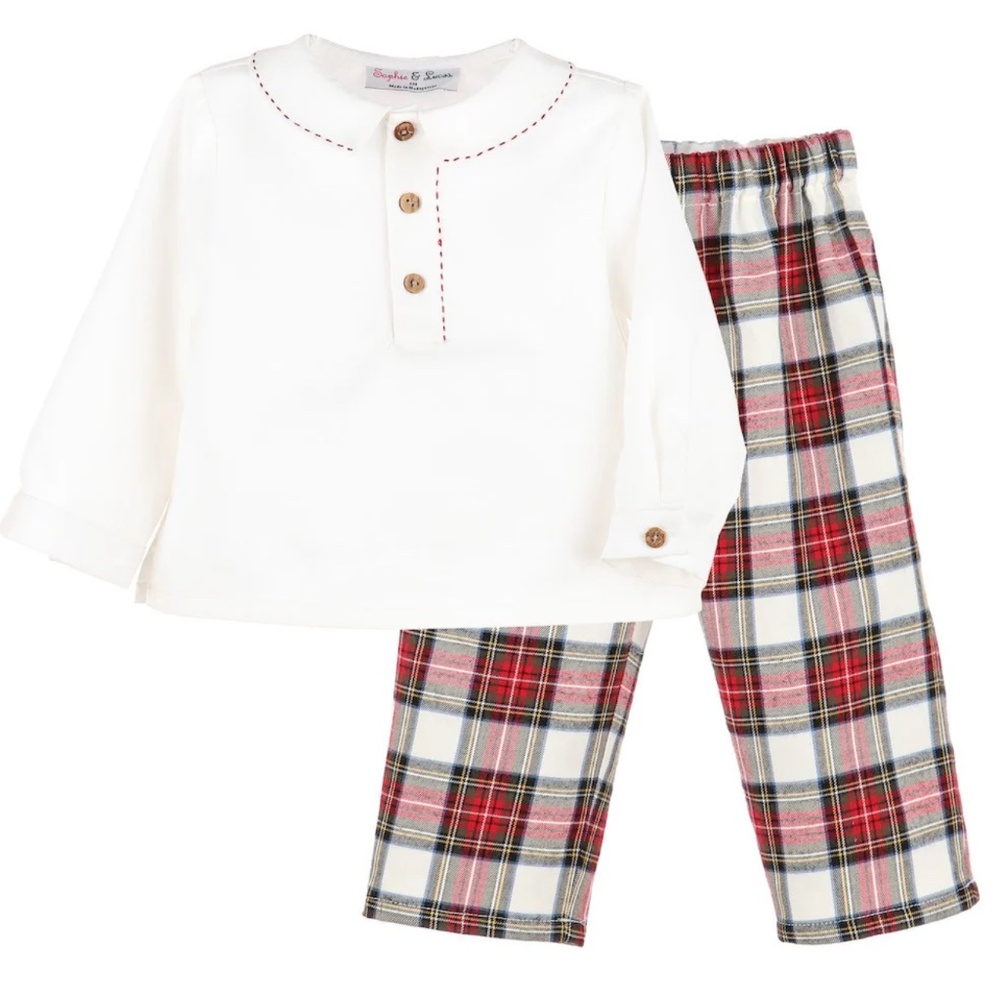 Like New Sophie & Lucas Baby Boys Plaid Pant Set with Shirt, 12M